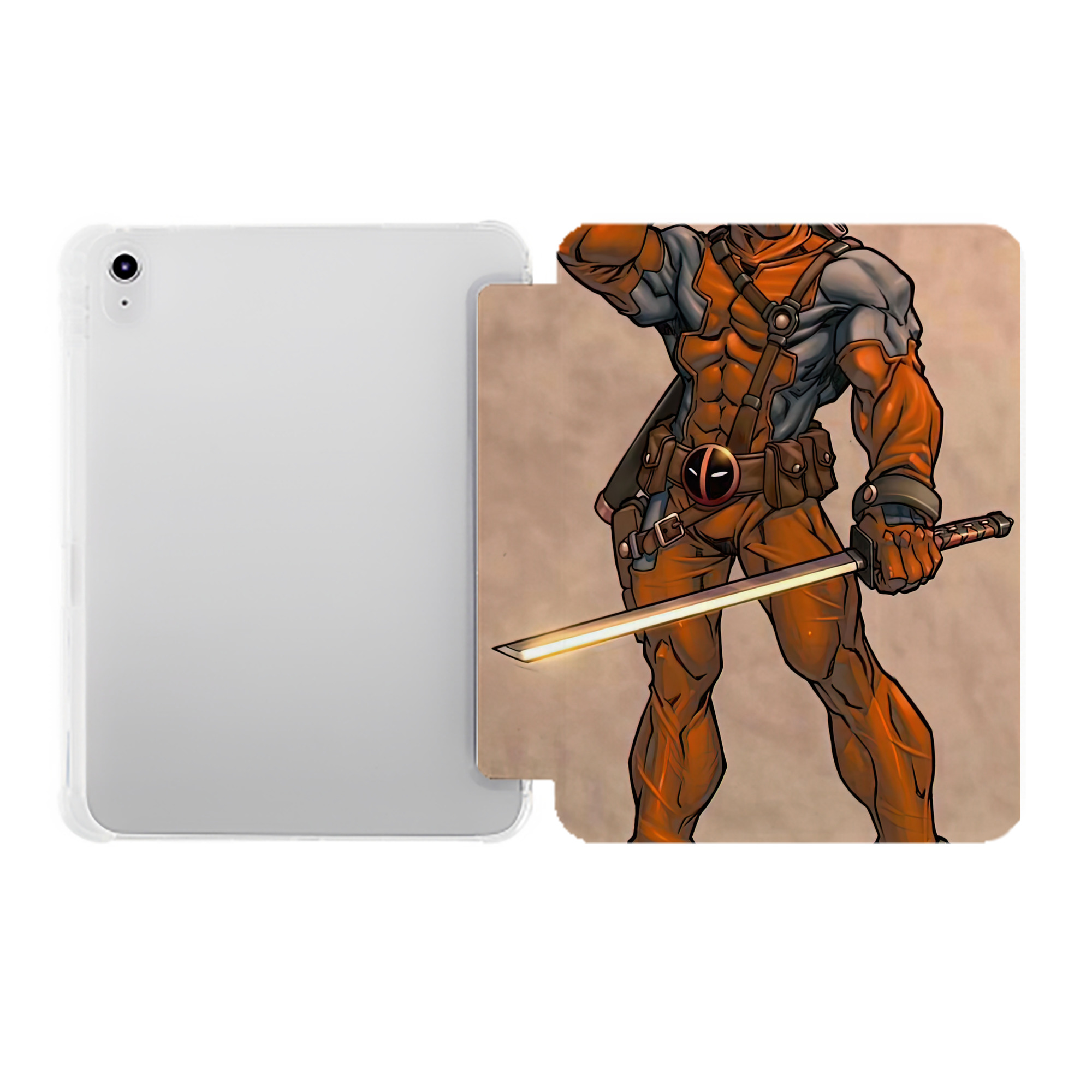 （画像用） Deadpool デッドプール IPad ケース ペン収納付き 三つ折りスタンド PUレザー×シリコン 対応機種9.5/10.5/10.9インチ